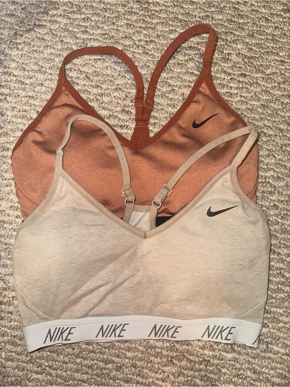 Nike Two-Pack Bralette Set — Rust and Beige